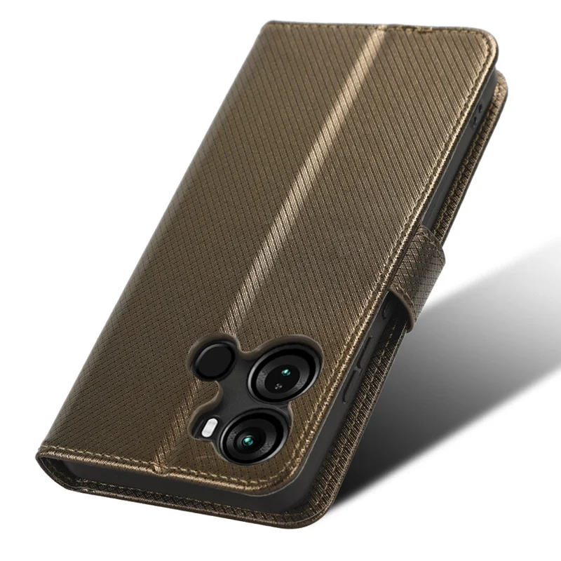 Pour itel P40 Étui de téléphone portefeuille en cuir PU avec fermeture éclair - Texture diamant Étui de protection avec support - Marron