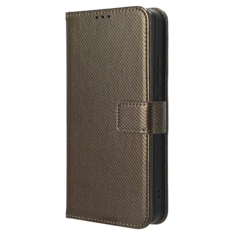 Pour itel P40 Étui de téléphone portefeuille en cuir PU avec fermeture éclair - Texture diamant Étui de protection avec support - Marron