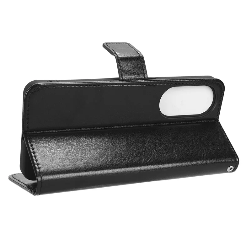 For ZTE Blade V40s 4G Magnetic PU Leather Wallet Case Viewing Stand Protective Flip Folio Phone Cover - Black