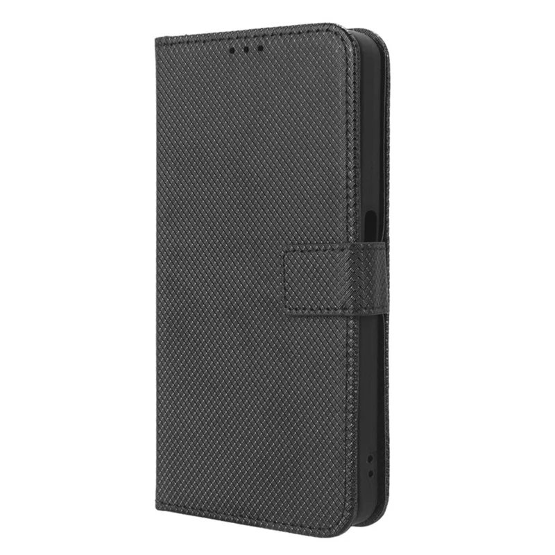 Pour ZTE Blade V40s 4G Anti-Scratch PU Leather Wallet Stand Phone Case Diamond Texture Protective Cover - Noir