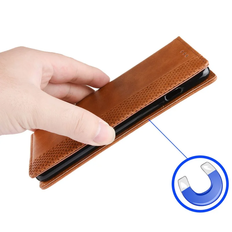 Pour itel P40 Retro Phone Cover Magnetic PU Leather Stand Cell Phone Wallet Case - Marron