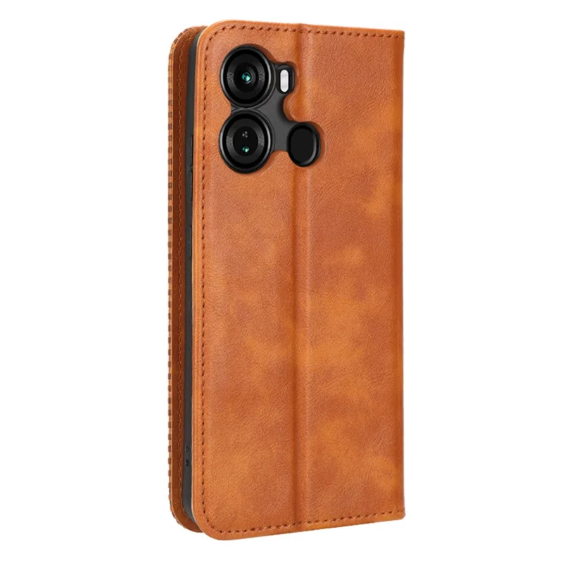 Pour itel P40 Retro Phone Cover Magnetic PU Leather Stand Cell Phone Wallet Case - Marron
