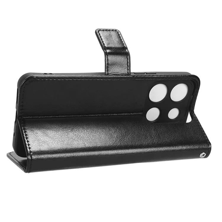 Para itel A60 Crazy Horse Texture Wallet Case PU Leather Stand Folio Flip Phone Cover - Negro