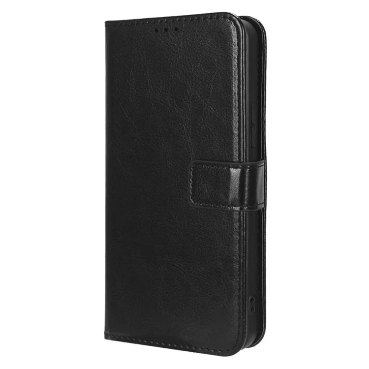 Para itel A60 Crazy Horse Texture Wallet Case PU Leather Stand Folio Flip Phone Cover - Negro