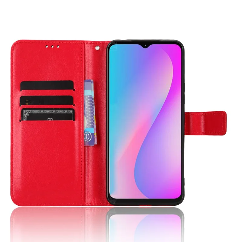 Pour itel A60 Crazy Horse Texture Wallet Case PU Leather Stand Folio Flip Phone Cover - Red