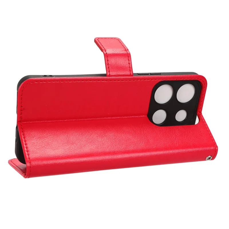 Pour itel A60 Crazy Horse Texture Wallet Case PU Leather Stand Folio Flip Phone Cover - Red