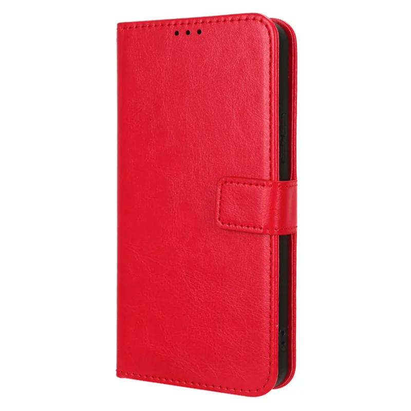 Pour itel A60 Crazy Horse Texture Wallet Case PU Leather Stand Folio Flip Phone Cover - Red