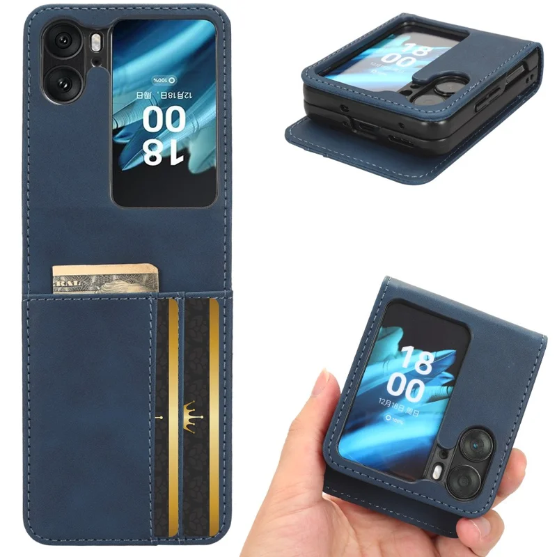 Folia dotykowa na telefon Oppo Find N2 Flip 5G, separowana obudowa z powłoką z tworzywa PC i skóry - niebieska