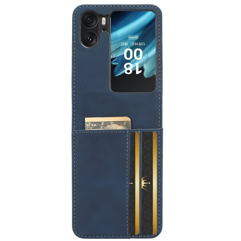 Folia dotykowa na telefon Oppo Find N2 Flip 5G, separowana obudowa z powłoką z tworzywa PC i skóry - niebieska