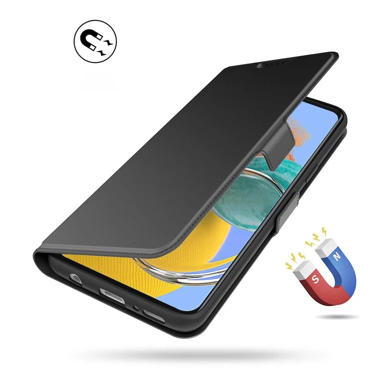 Para Samsung Galaxy M14 5G Stand Leather Phone Case Card Holder Mobile Phone Cover - Preto
