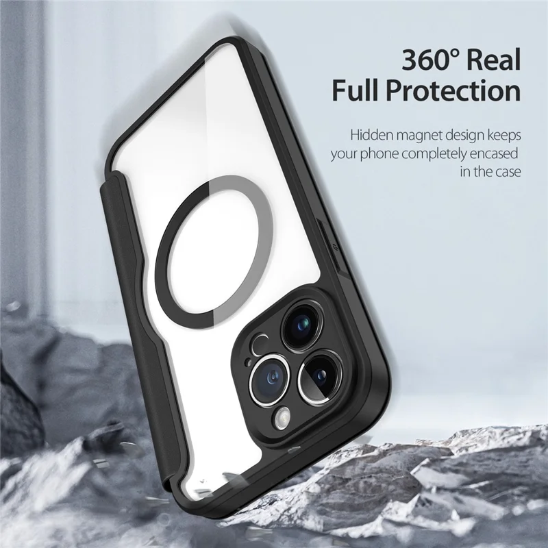 For iPhone 13 Pro Max 6.7 inch Leather Case DUX DUCIS Skin X Pro Series Flip Cover Compatible with MagSafe - Black