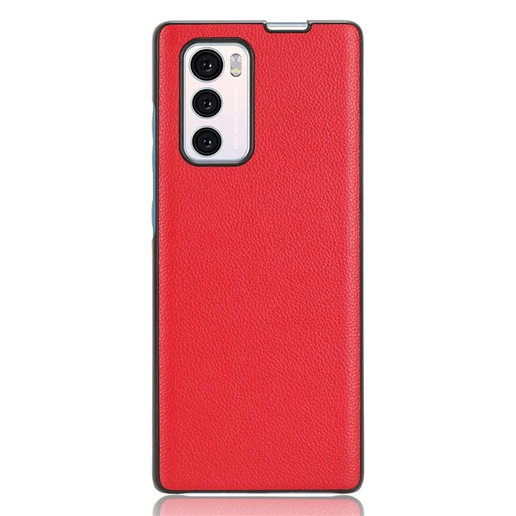 For LG Wing 5G Litchi Texture PU Leather Coated PC Case Anti-scratch Cell Phone Cover - Red