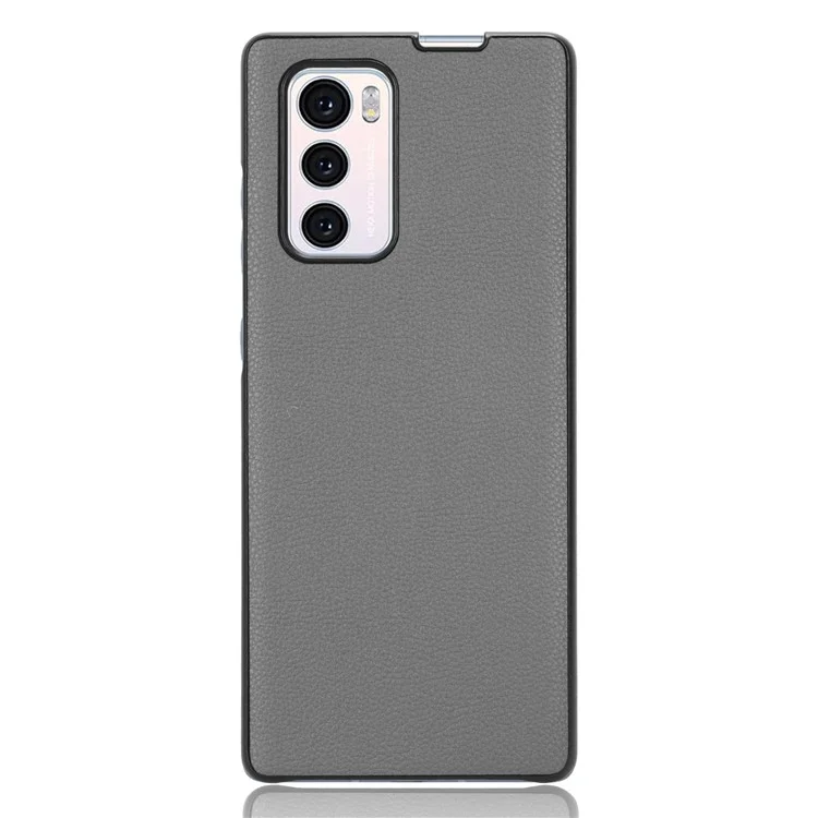 For LG Wing 5G Litchi Texture PU Leather Coated PC Case Anti-scratch Cell Phone Cover - Grey