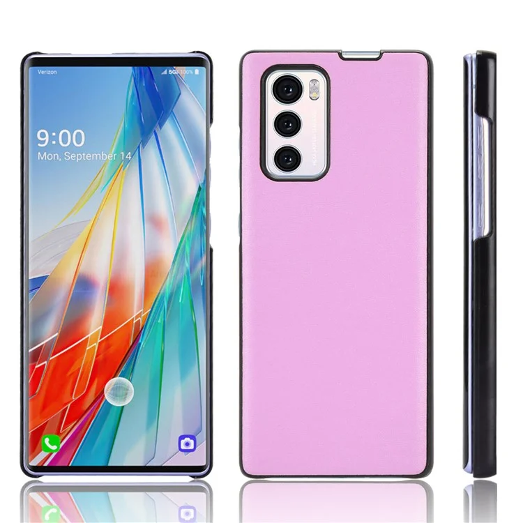 For LG Wing 5G PU Leather Coated PC Phone Case Drop-proof Smartphone Cover - Purple