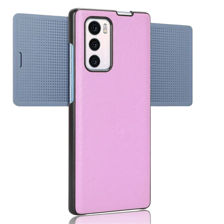 For LG Wing 5G PU Leather Coated PC Phone Case Drop-proof Smartphone Cover - Purple