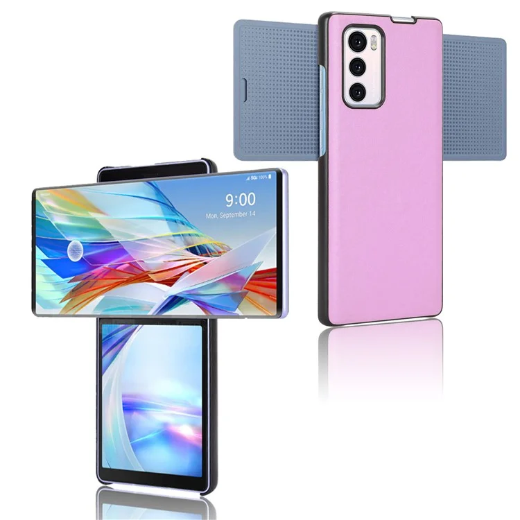 For LG Wing 5G PU Leather Coated PC Phone Case Drop-proof Smartphone Cover - Purple