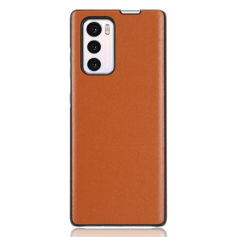 Funda de teléfono celular de PC con revestimiento de cuero de PU para LG Wing 5G, a prueba de golpes, cubierta para teléfono inteligente - Marrón