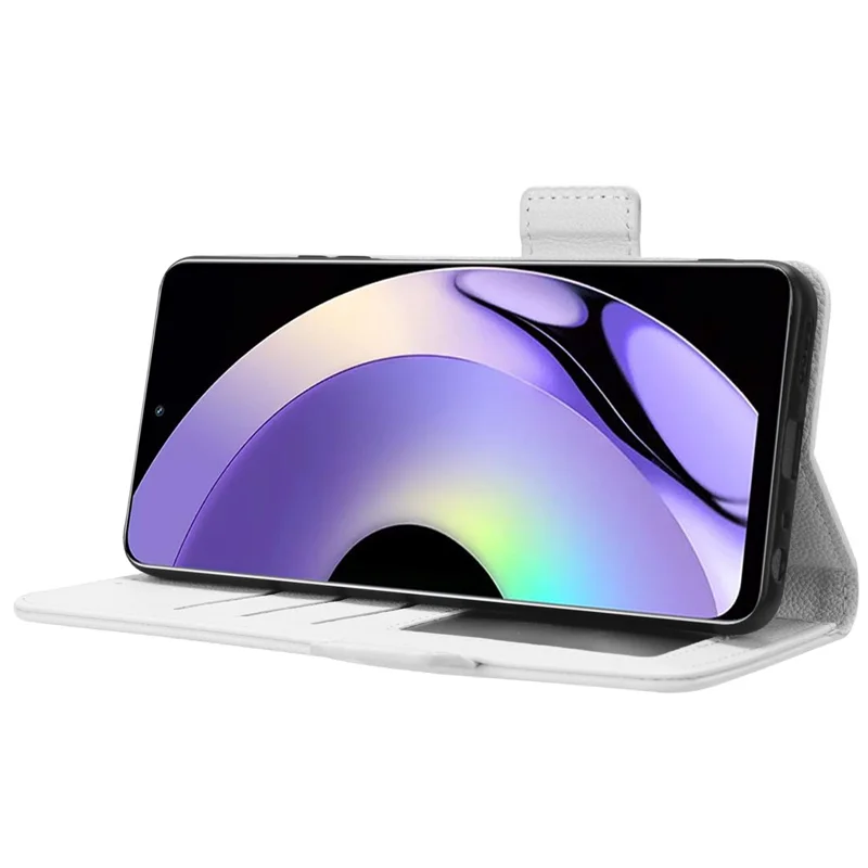 For Realme 10 Pro 5G PU Leather Wallet Phone Case Stand Litchi Texture Shockproof Protective Cover - White