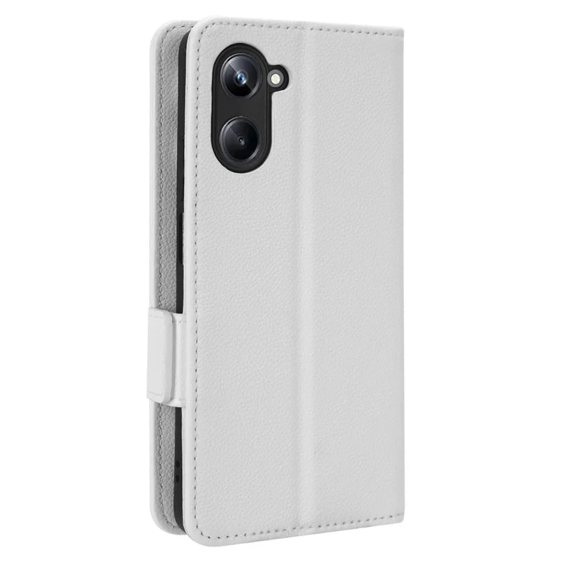For Realme 10 Pro 5G PU Leather Wallet Phone Case Stand Litchi Texture Shockproof Protective Cover - White
