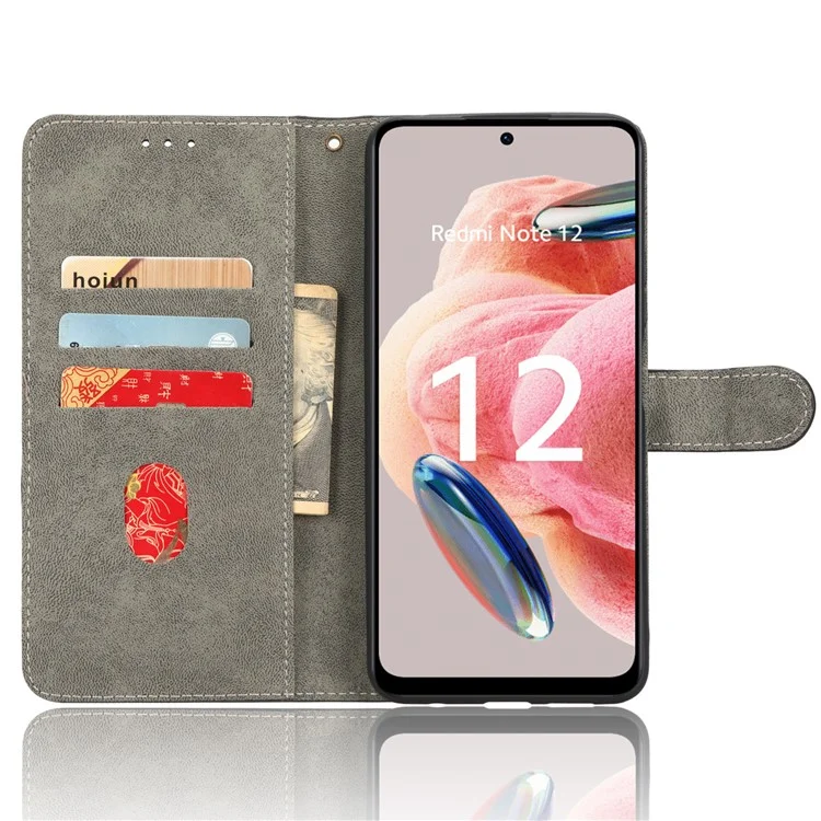 Für Xiaomi Redmi Note 12 4G PU-Leder-Brieftasche, Klapphülle, RFID-blockierend, Ständer, Telefonabdeckung mit Riemen - Grün