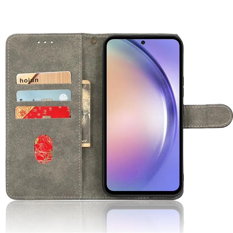 Für Samsung Galaxy A54 5G RFID-blockierendes Wallet-Case aus PU-Leder mit Ständer, Magnetverschluss und Trageriemen - Braun