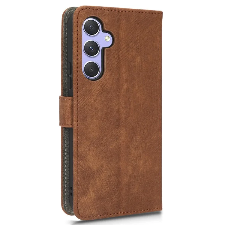 Für Samsung Galaxy A54 5G RFID-blockierendes Wallet-Case aus PU-Leder mit Ständer, Magnetverschluss und Trageriemen - Braun