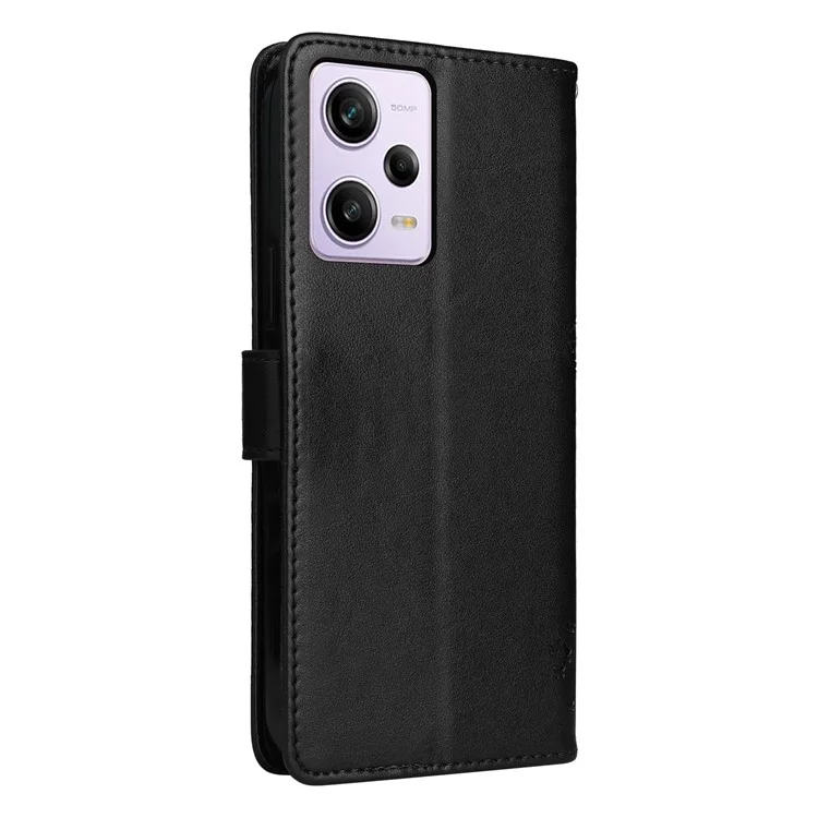 For Xiaomi Redmi Note 12 Pro 5G / Note 12 Pro Speed 5G / Poco X5 Pro 5G Case with Stand Cat Tree Pattern Leather Wallet Mobile Cover - Black