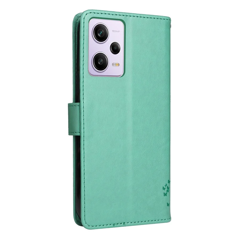 Coque de téléphone KT Imprinting Flower Series-3 pour Xiaomi Redmi Note 12 Pro 5G / Note 12 Pro Speed 5G / Poco X5 Pro 5G Étui portefeuille en cuir avec support - Vert