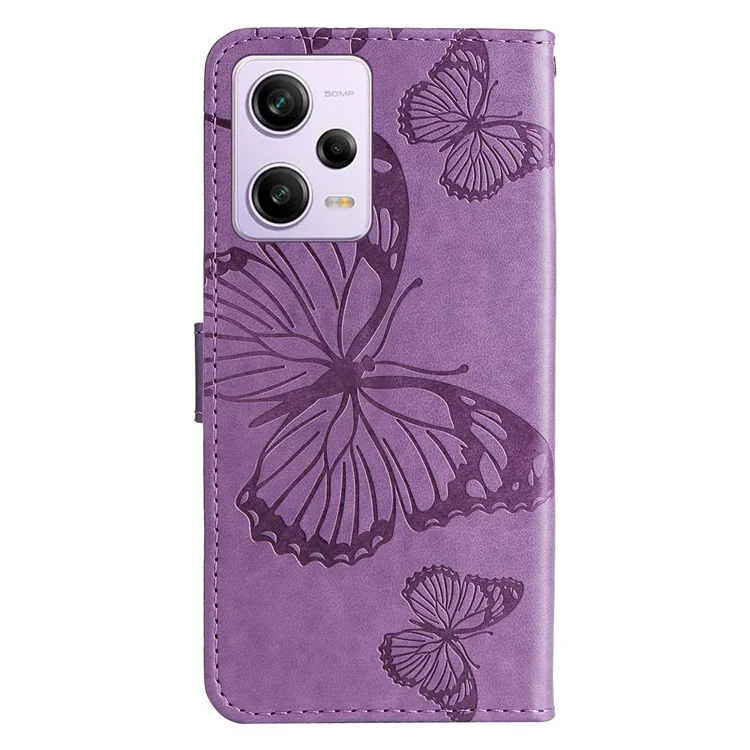 For Xiaomi Redmi Note 12 Pro 5G / Note 12 Pro Speed 5G / Poco X5 Pro 5G Wallet Case Floral Butterfly Imprinted Leather Phone Cover Stand - Purple