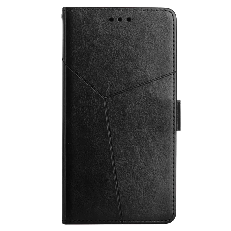 For Google Pixel 7a HT01 PU Leather Wallet Phone Case Y-shaped Line Imprinted  Stand Cover - Black