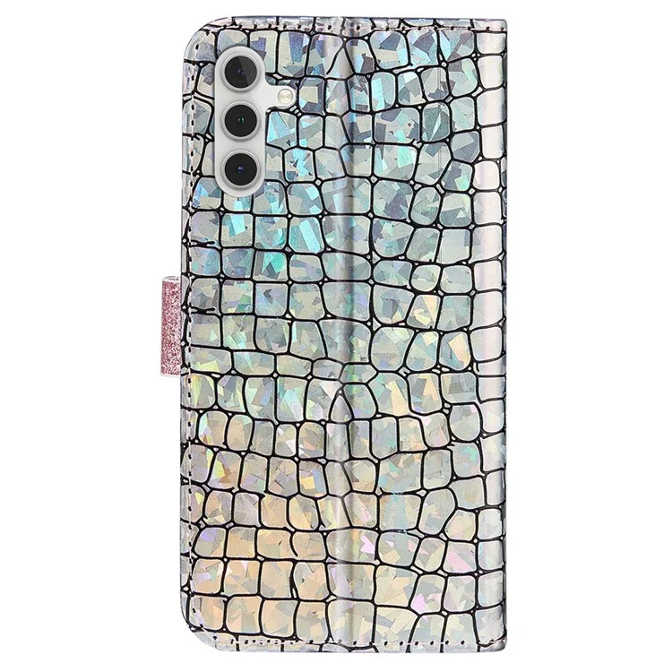 Per Samsung Galaxy A24 4G (162.1 x 77.6 x 8.3mm) Custodia per telefono con paillettes Custodia in pelle PU con texture in pelle di coccodrillo Flip Wallet Cover - Rose Gold