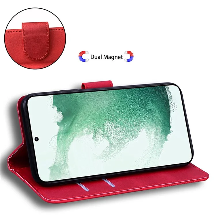Для Samsung Galaxy A24 4G (162,1 x 77,6 x 8,3 мм) Чехол-книжка с изображением тигра Flip Folio PU Leather Phone Cover со стендом - Красный