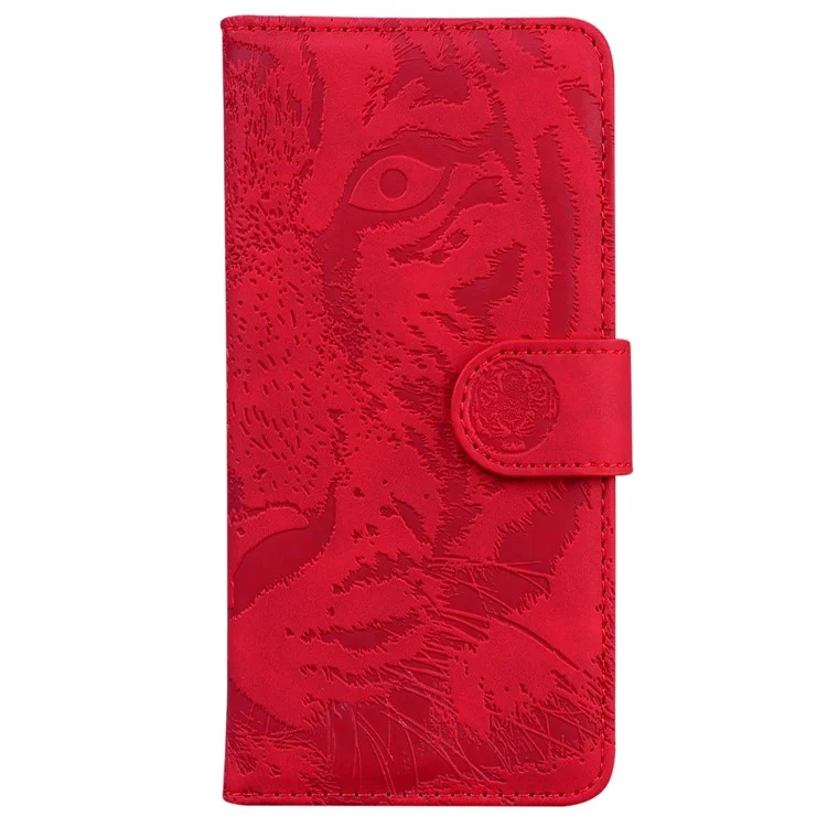 Для Samsung Galaxy A24 4G (162,1 x 77,6 x 8,3 мм) Чехол-книжка с изображением тигра Flip Folio PU Leather Phone Cover со стендом - Красный