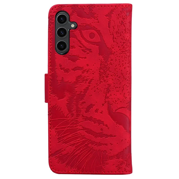 Для Samsung Galaxy A24 4G (162,1 x 77,6 x 8,3 мм) Чехол-книжка с изображением тигра Flip Folio PU Leather Phone Cover со стендом - Красный