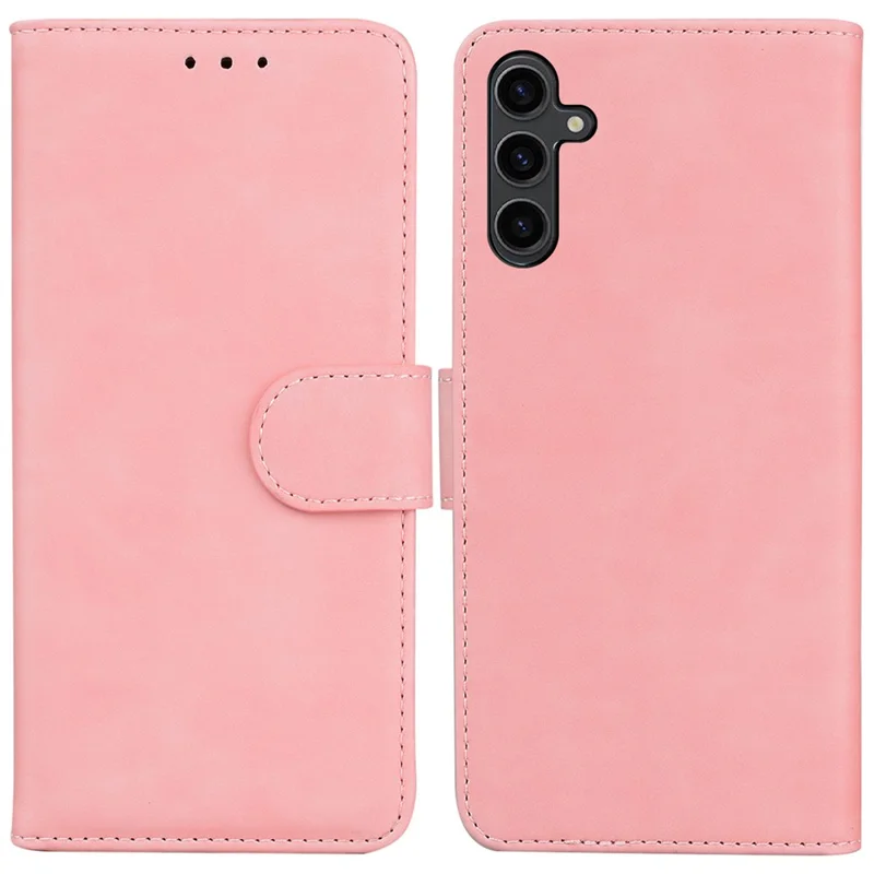 For Samsung Galaxy A24 4G (162.1 x 77.6 x 8.3mm) PU Leather Case with Stand Solid Color Wallet Phone Cover - Pink
