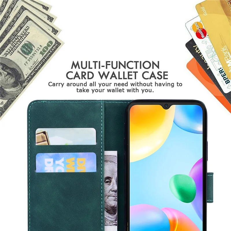 Per Samsung Galaxy A24 4G (162,1 x 77,6 x 8,3 mm) Cover in pelle PU a prova di caduta con stampa a farfalla Custodia wallet per telefono - Verde