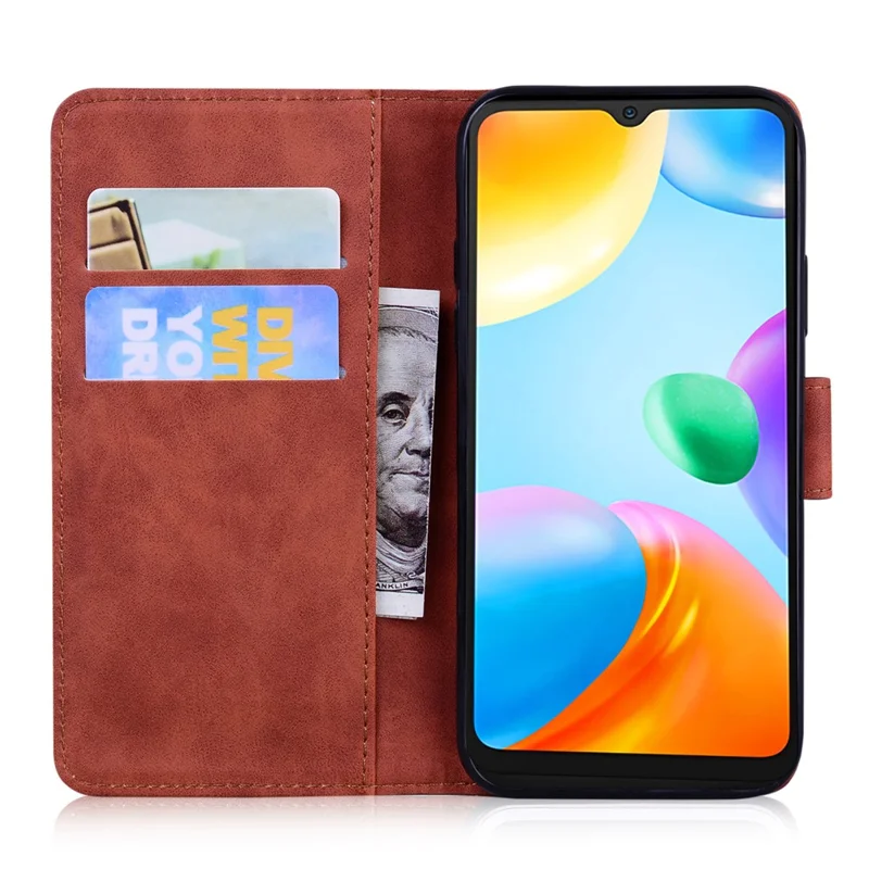 For Samsung Galaxy A24 4G (162.1 x 77.6 x 8.3mm) Drop-proof PU Leather Cover Butterfly Printing Wallet Phone Case - Brown