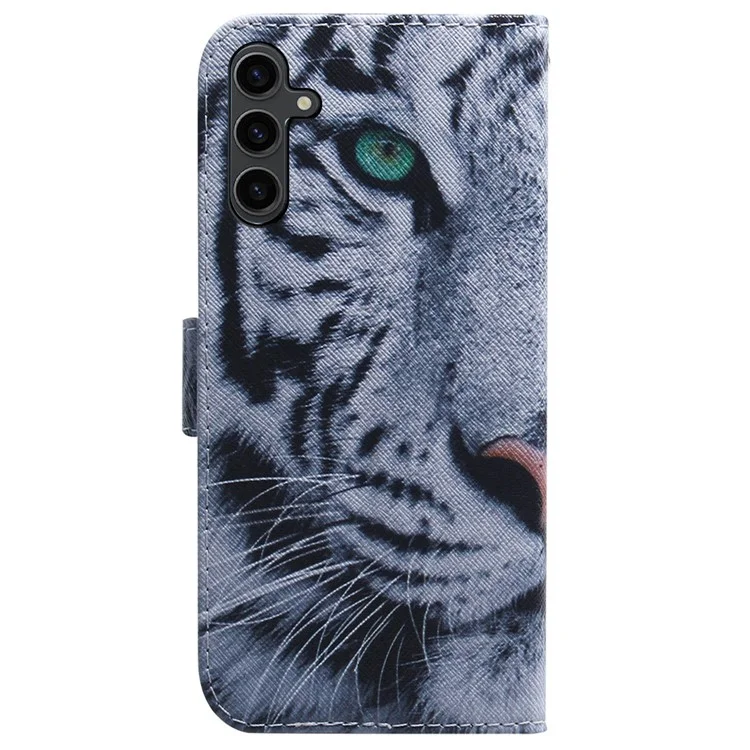 Phone Case for Samsung Galaxy A24 4G (162.1 x 77.6 x 8.3mm) Wallet Leather Cover Pattern Printing Phone Shell - Tiger Head