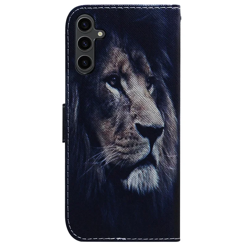 Phone Case for Samsung Galaxy A24 4G (162.1 x 77.6 x 8.3mm) Wallet Leather Cover Pattern Printing Phone Shell - Lion