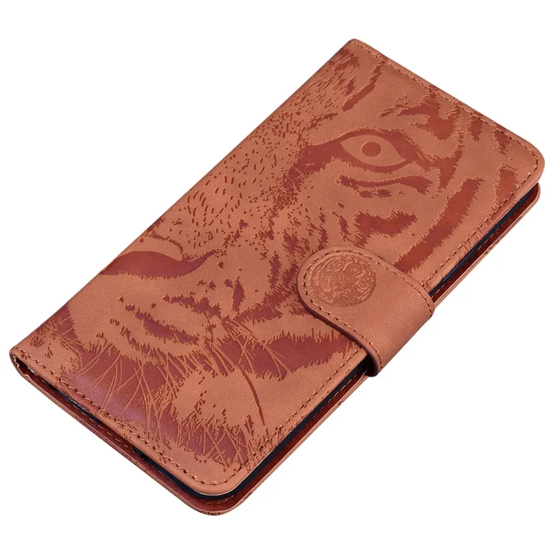 Funda para el teléfono Motorola Moto E13 4G, con estampado de tigre en piel sintética (PU), tapa protectora con soporte, color marrón