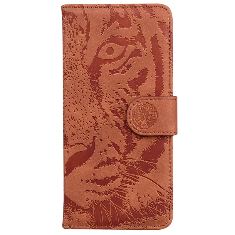 Funda para el teléfono Motorola Moto E13 4G, con estampado de tigre en piel sintética (PU), tapa protectora con soporte, color marrón
