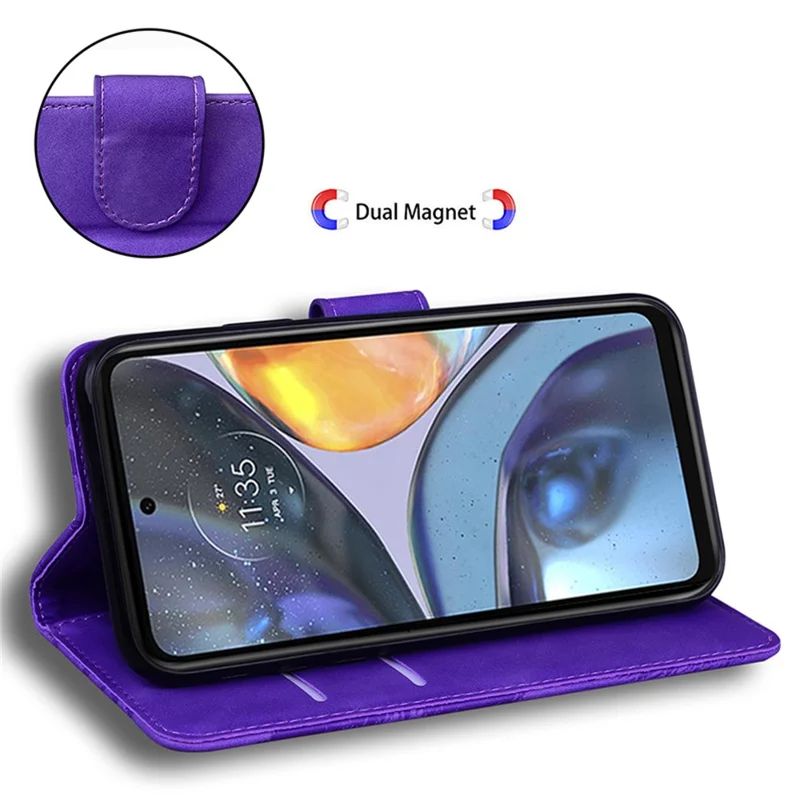 For Motorola Moto E13 4G Phone Case Tiger Imprinted PU Leather Cover Wallet Stand Protective Case - Purple