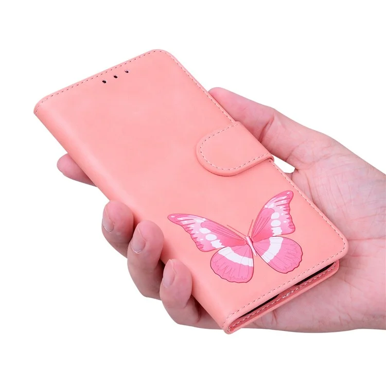 Para Motorola Moto E13 4G PU Leather Flip Stand Cover Butterfly Printing Wallet Phone Case - Pink