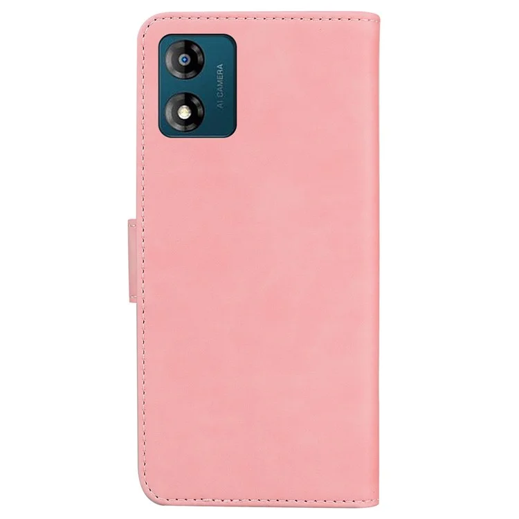 Para Motorola Moto E13 4G PU Leather Flip Stand Cover Butterfly Printing Wallet Phone Case - Pink