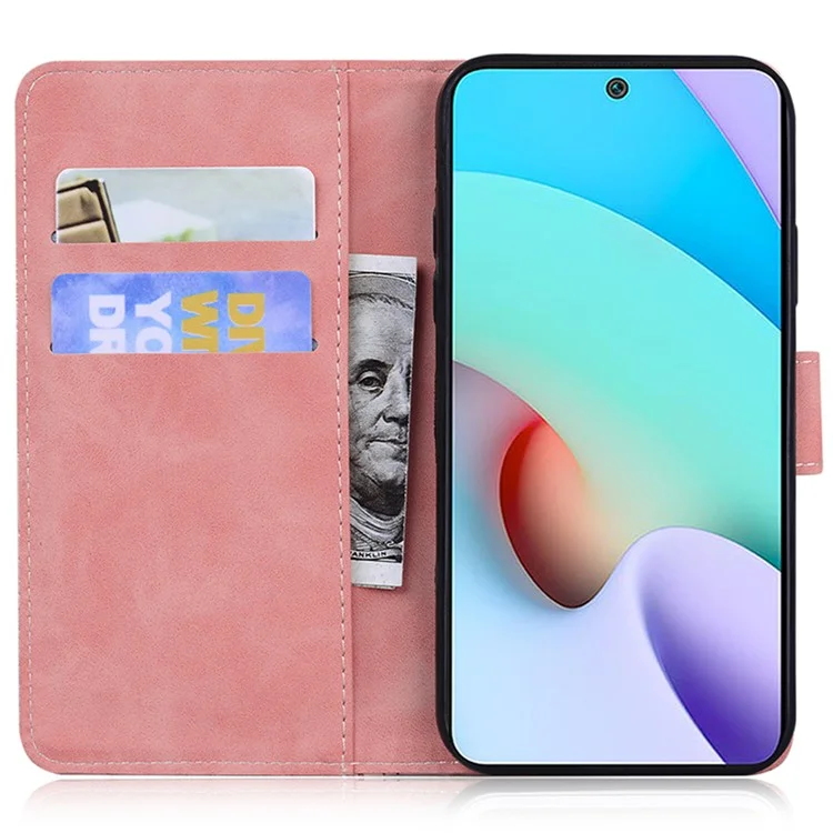 PU-Lederetui für Xiaomi Redmi 11A 4G / 12C 4G, Tiger-geprägter Standfuß-Geldbörsen-Handyhülle - Pink