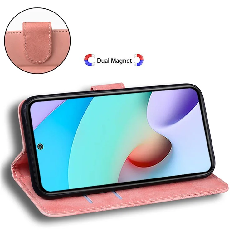 PU-Lederetui für Xiaomi Redmi 11A 4G / 12C 4G, Tiger-geprägter Standfuß-Geldbörsen-Handyhülle - Pink