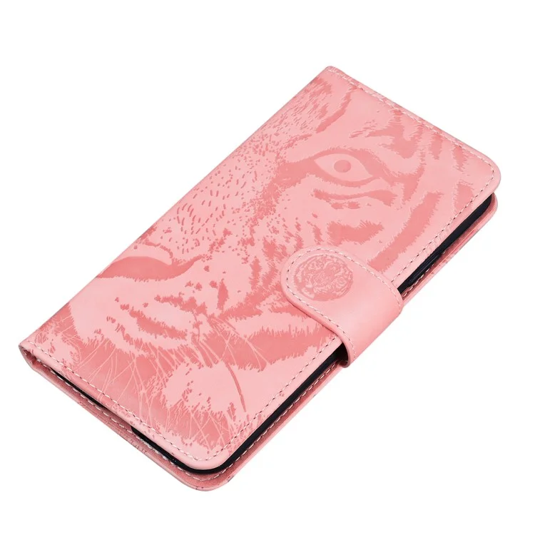 PU-Lederetui für Xiaomi Redmi 11A 4G / 12C 4G, Tiger-geprägter Standfuß-Geldbörsen-Handyhülle - Pink