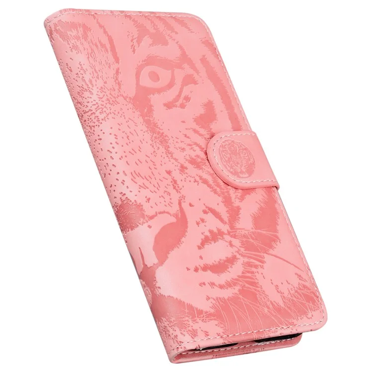 PU-Lederetui für Xiaomi Redmi 11A 4G / 12C 4G, Tiger-geprägter Standfuß-Geldbörsen-Handyhülle - Pink