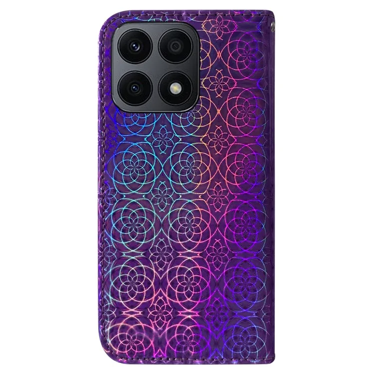 Custodia in pelle PU per Honor X8a 4G Wallet Phone Case Dazzling Flower Pattern Cell Phone Shell con supporto - Viola
