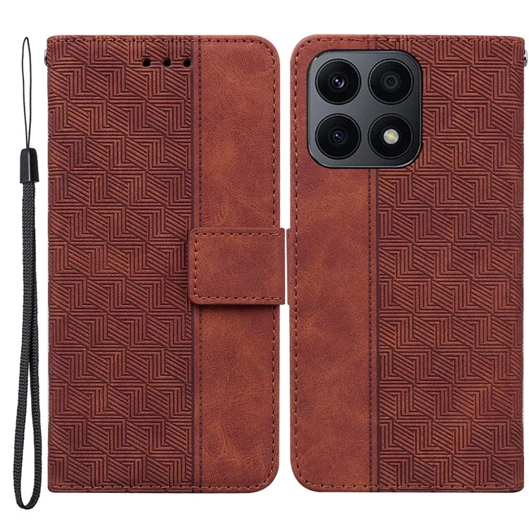 Capa Protetora para Honor X8a 4G Capa de Telefone Imprensa Carteira Suporte Capa de Couro - Marrom